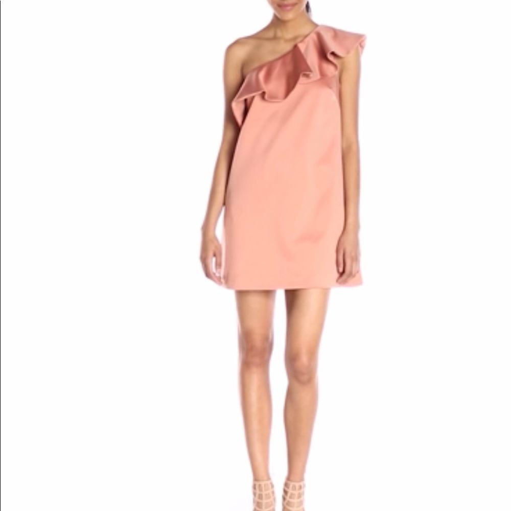 Cynthia Rowley bonded one shoulder satin dress